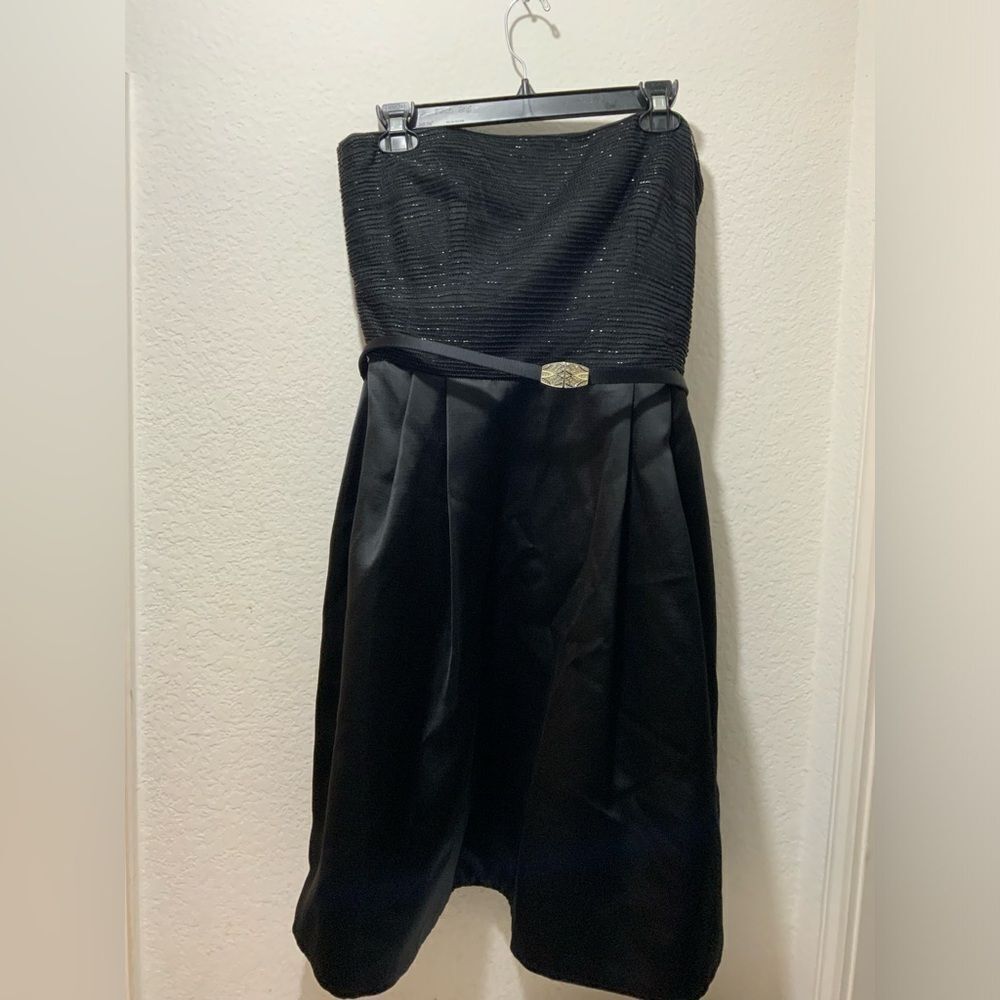 Ralph Lauren black label Evening Cocktail dress black beaded strapless size 10